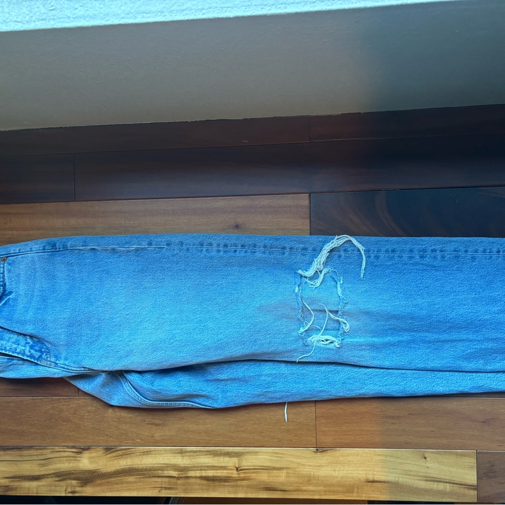 Distressed Reformation Blue Jeans